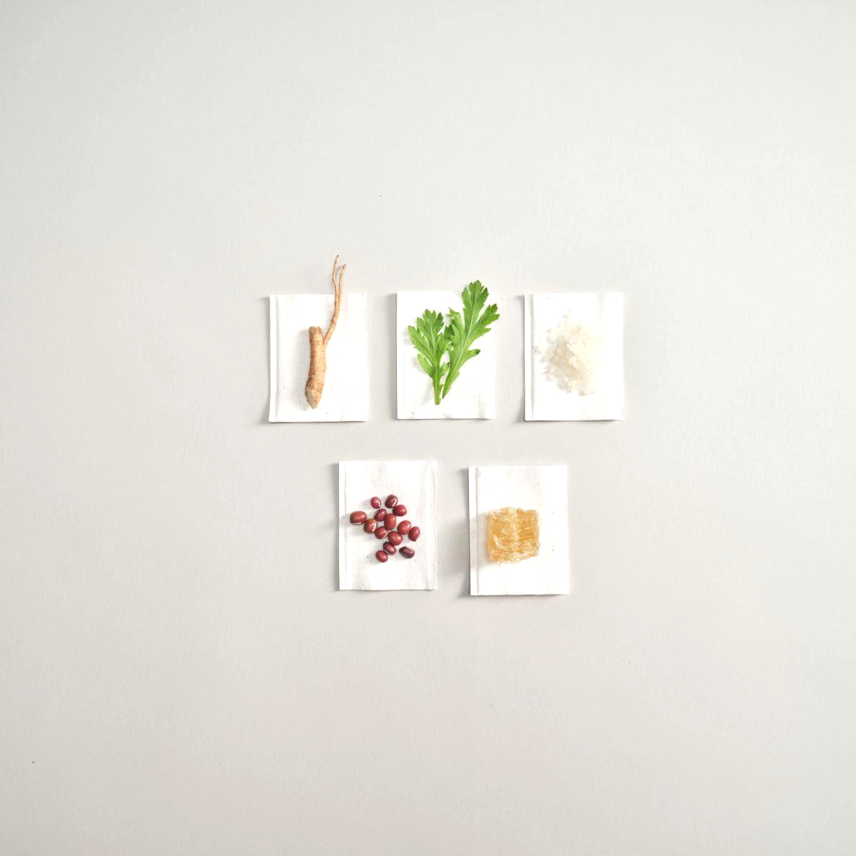 a group of objects on a white surface